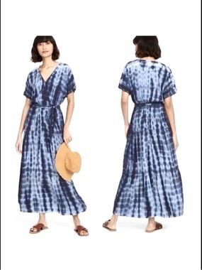 Knox Rose Blue Tie-Dye V-Neck Maxi Dress